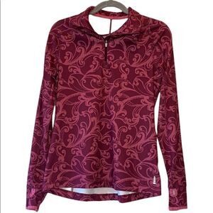 Lands’ End Long Sleeve Pull Over 1/4 Zip Maroon/Pink Stretch Small